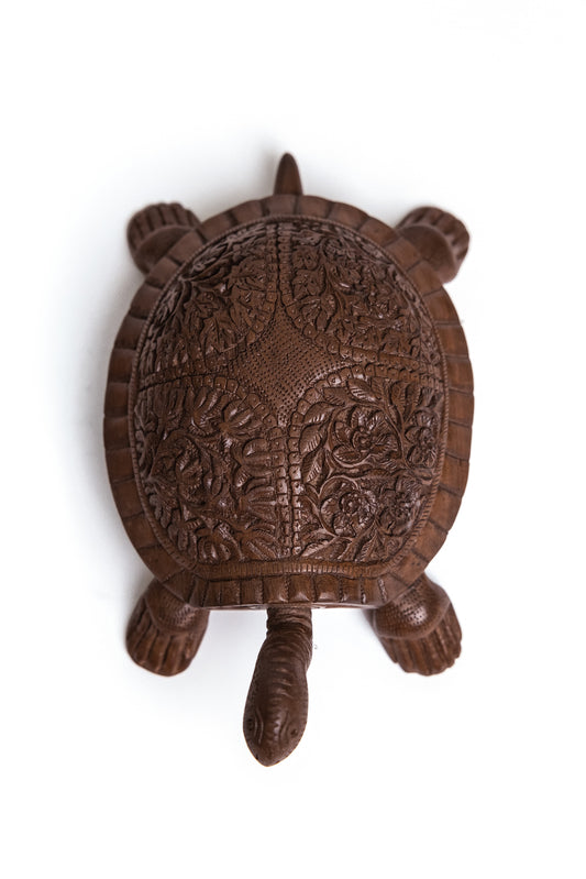 Carved Turtle | Handcrafted Wooden Turtle Figurine for Home Décor