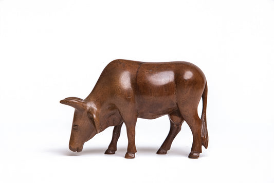Earthgraze Cow | Handcrafted Wooden Cow Figurine for Home & Décor