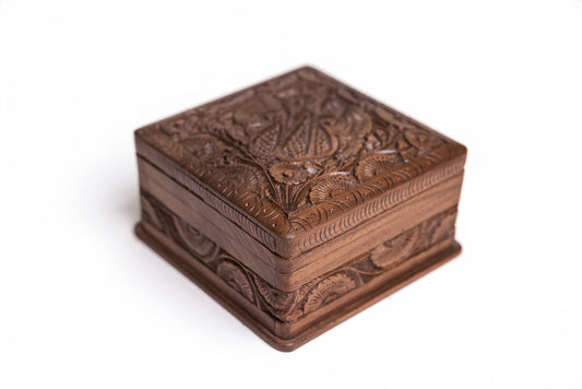 Whisperwood Carved Keepsake Box | Handcrafted Wooden Memory & Jewellry Storage