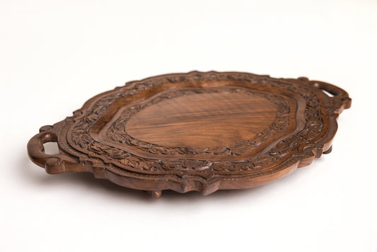 Royal Blossom Tray | Handcrafted Floral Wooden Serving Tray