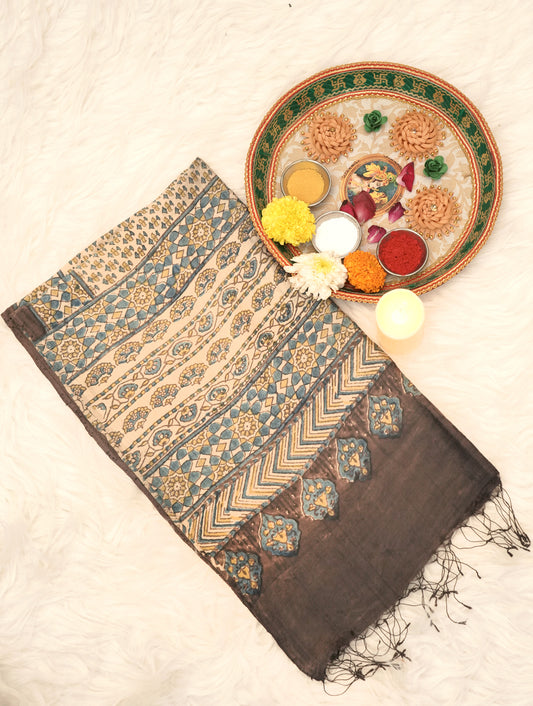 Indigo & Gold Mandala | Premium Ajrak Handwoven Stall