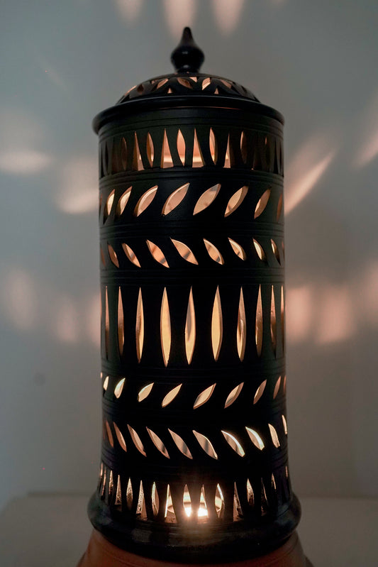 Terracotta Carved Cylinder Lamp