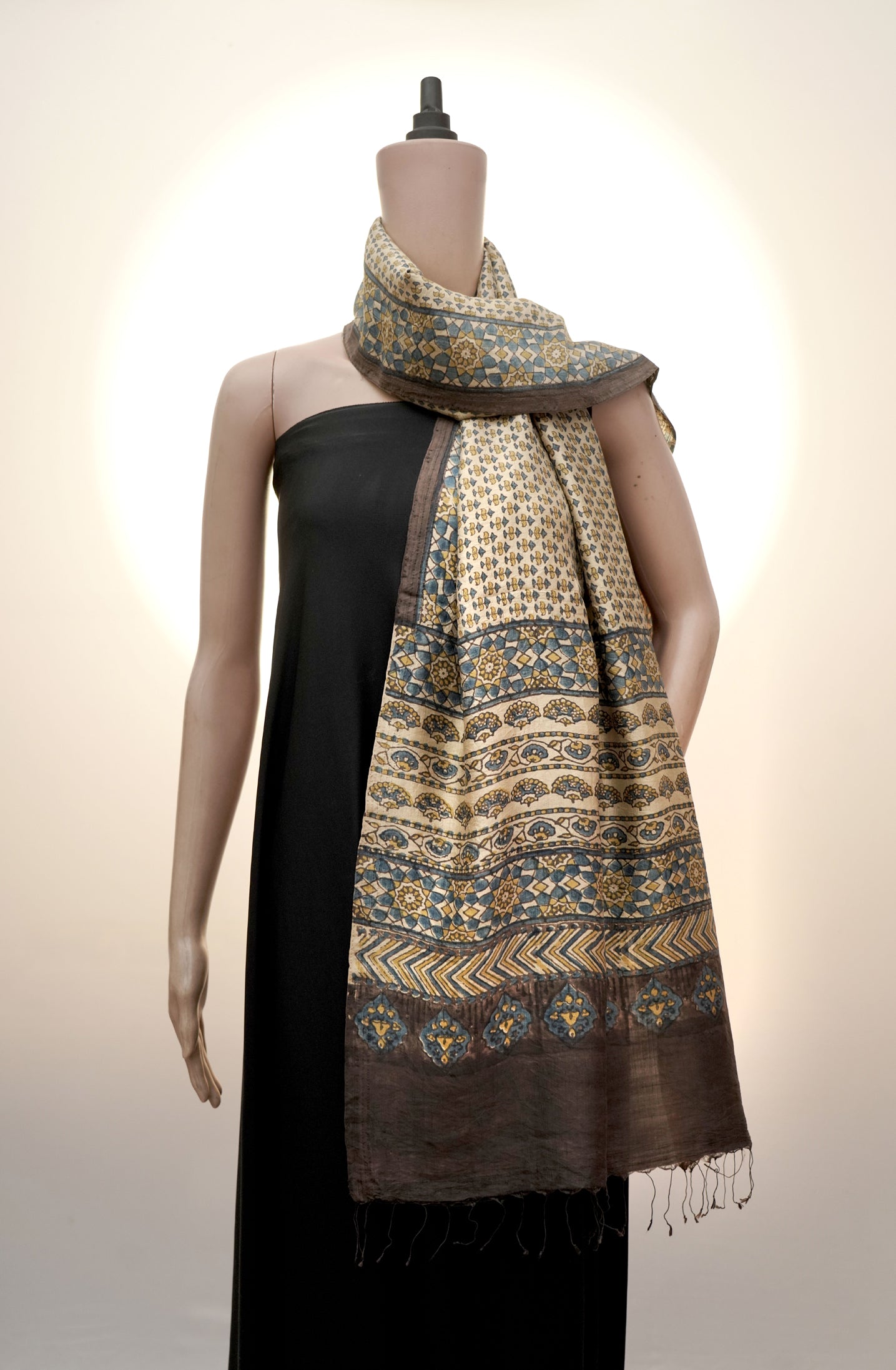 Indigo & Gold Mandala | Premium Ajrak Handwoven Stall