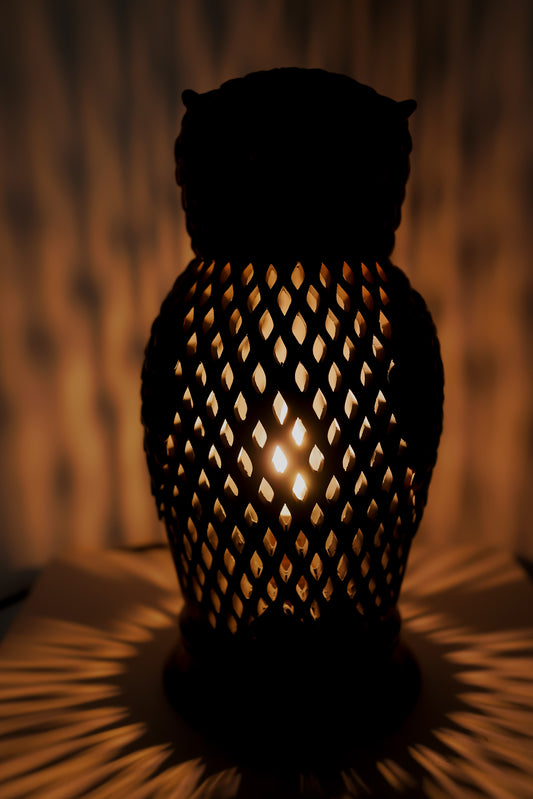 Wise Owl Terracotta Lamp