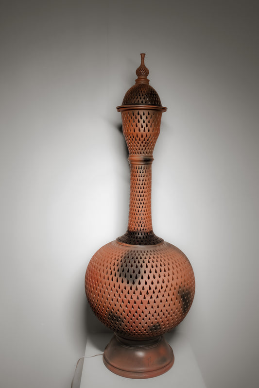 Terracotta Surahi Lamp with Miniature Finial