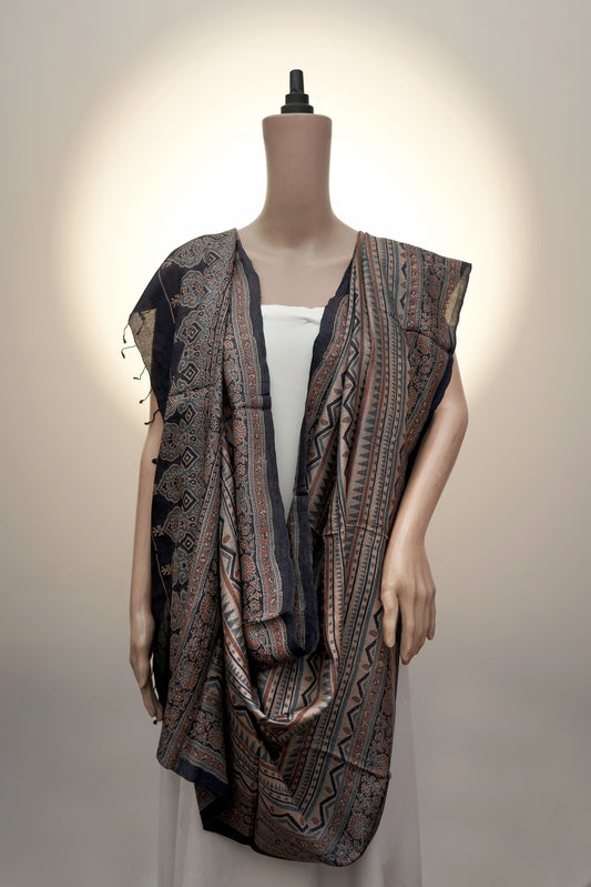Ajrak Mrittika Rekha | Handwoven Dupatta