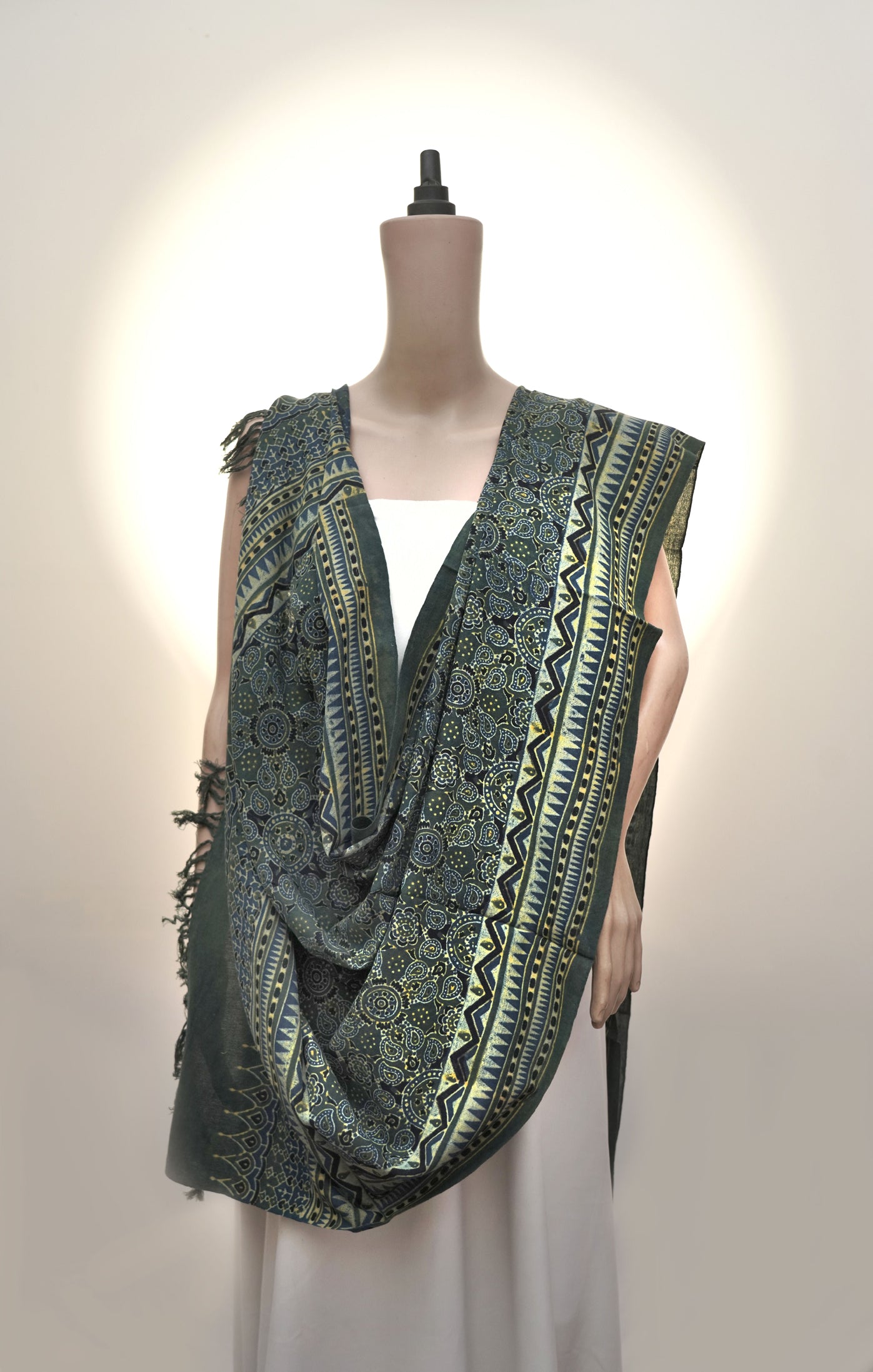 Ajrak Noor Dupatta | Handblock Printed Ajrak Cotton Dupatta