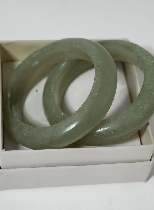 Set of 2 Green Aventurine Bangles – Chakra Healing & Energy Jewellry