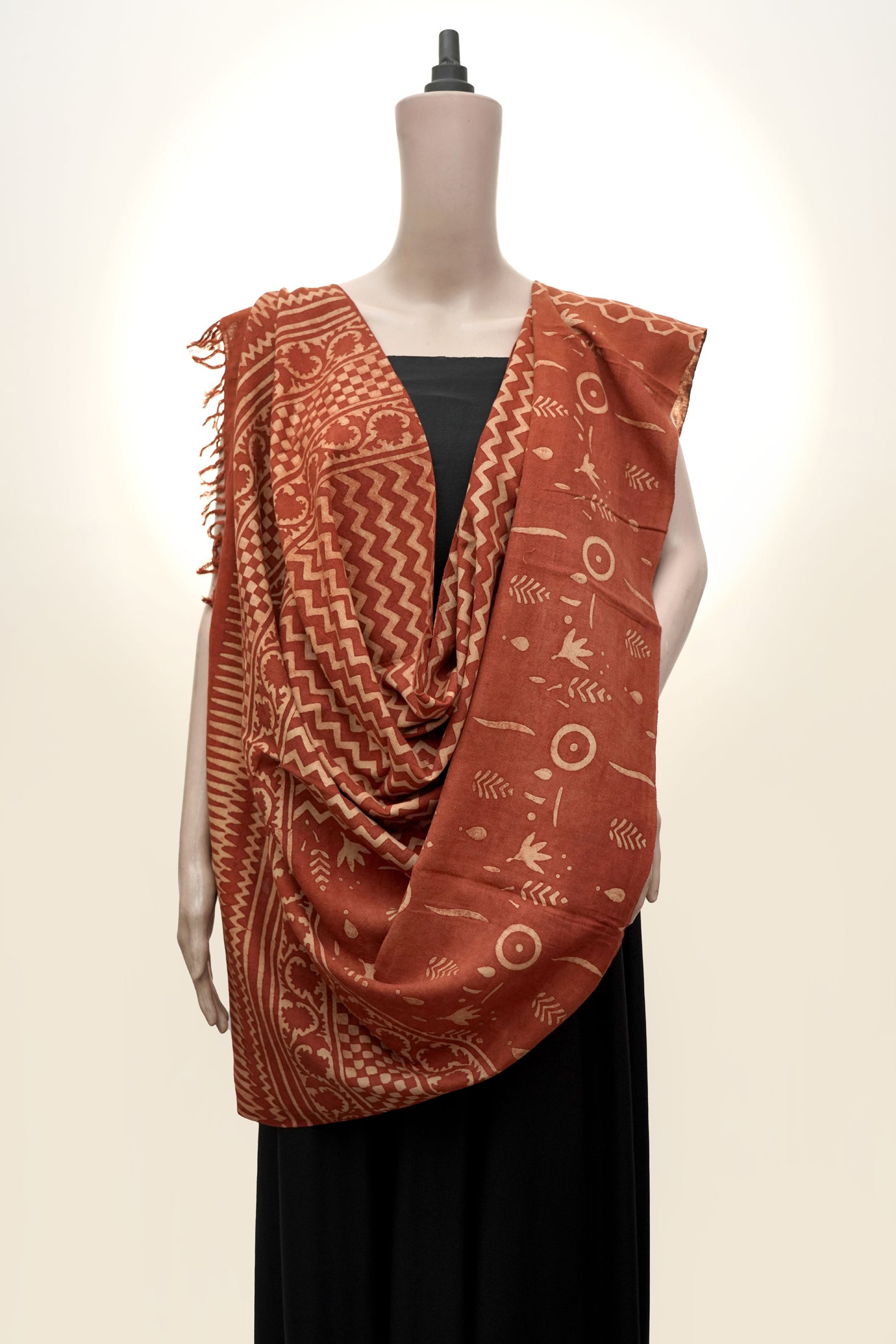 Ajrak Agni Rekha | Handwoven Dupatta