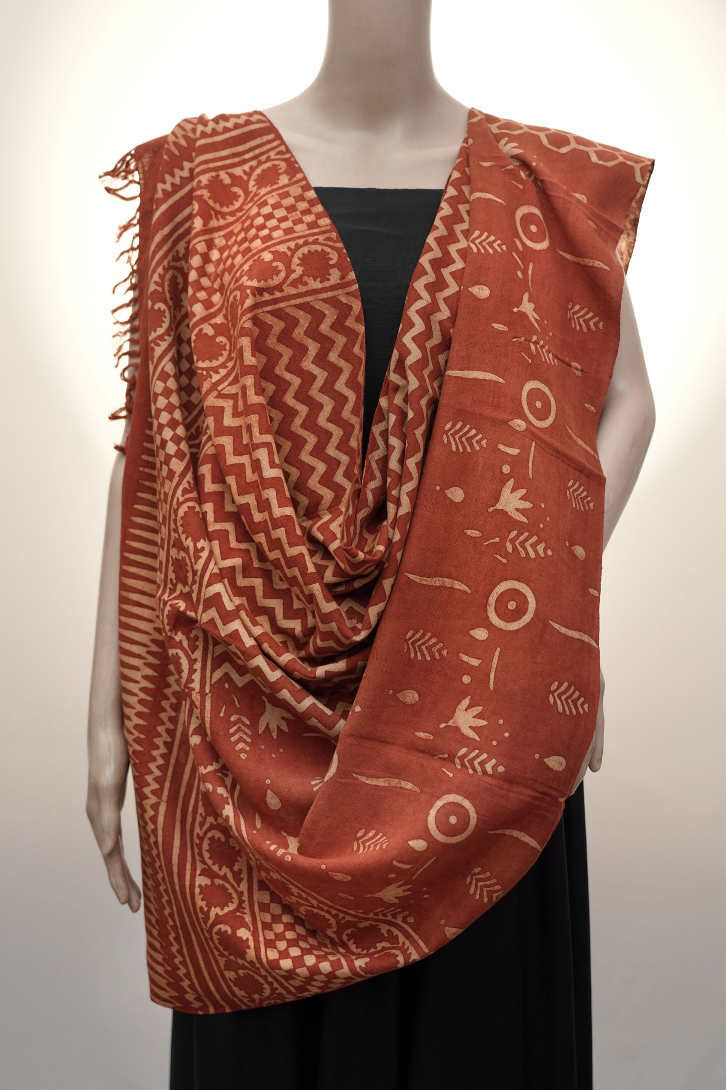 Ajrak Agni Rekha | Handwoven Dupatta