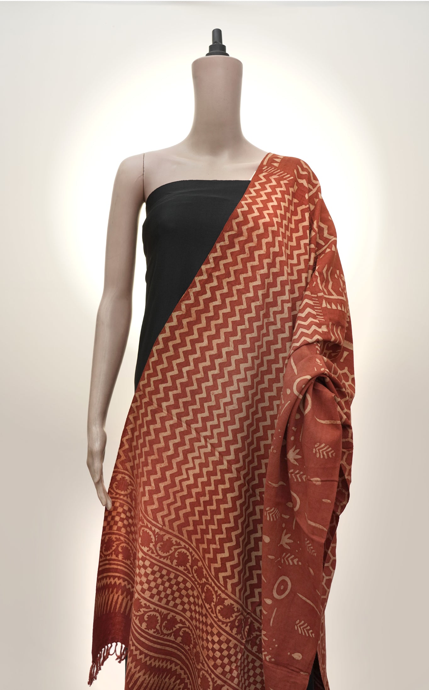 Ajrak Agni Rekha | Handwoven Dupatta