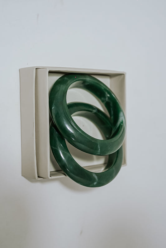 Green Jade Jewellry Set – Set of 2 Gemstone Bangles for Luck & Healing