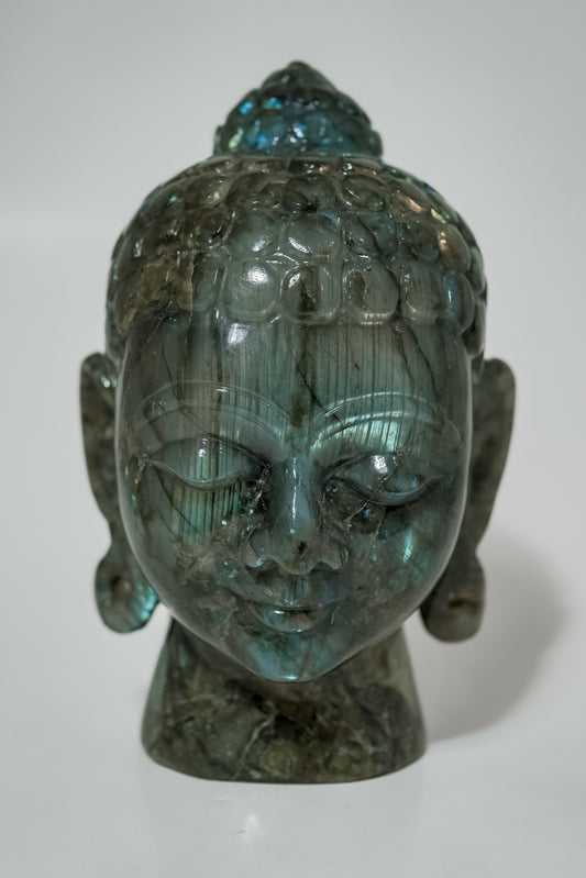 Decorative Buddha Head – Labradorite Gemstone for Meditation
