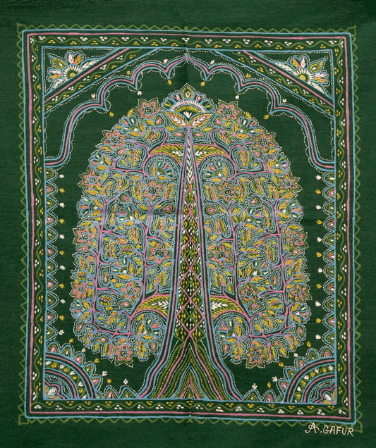Floral Arch Tree – Handpainted Madhubani Art Depicting Blossoming Beauty