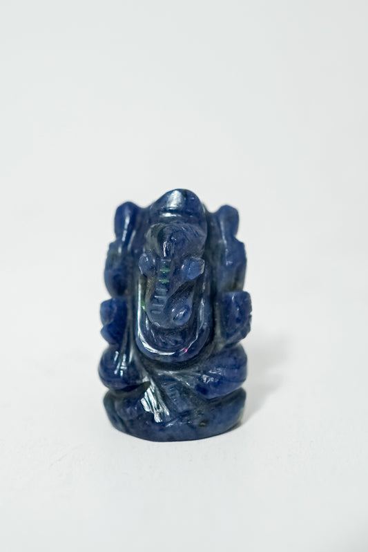Blue Sapphire Ganesha Carving – Mindfulness & Devotional Décor