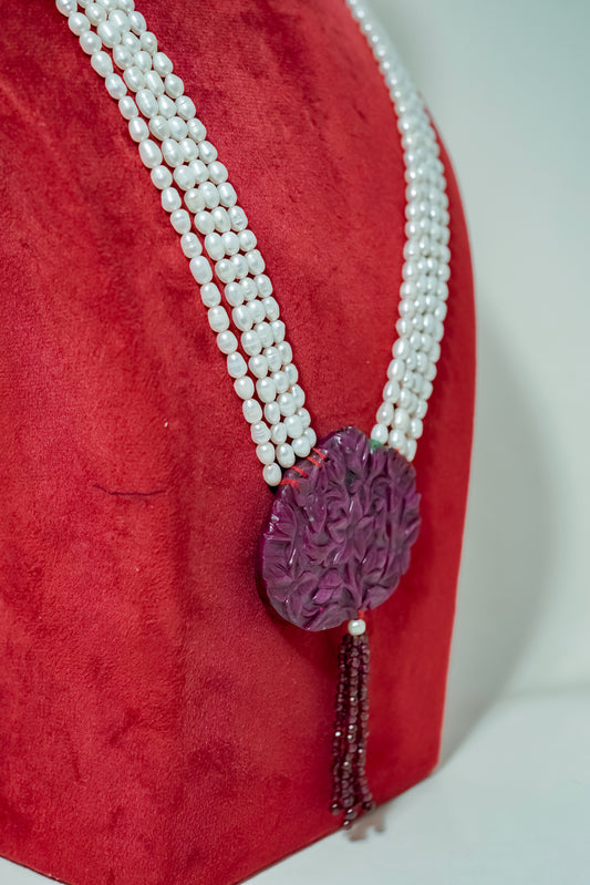 Royal Bloom Ruby-Pearl Jewellry – Festive & Bridal Necklace