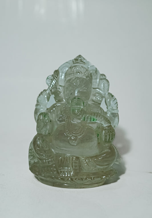 Handcrafted Green Quartz Lord Ganesha Statue – Spiritual Home Décor