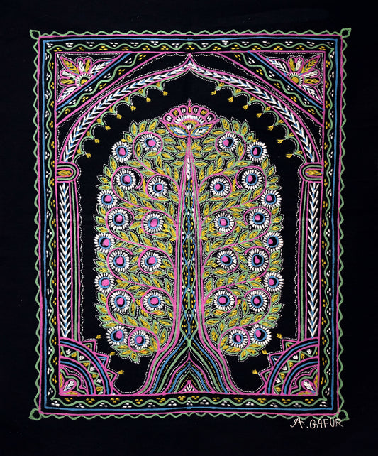 Blooming Peacock Tree – Vibrant Madhubani Folk Art