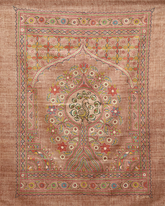 Golden Peacock Tree of Life – Vibrant Madhubani Artwork for Home Décor