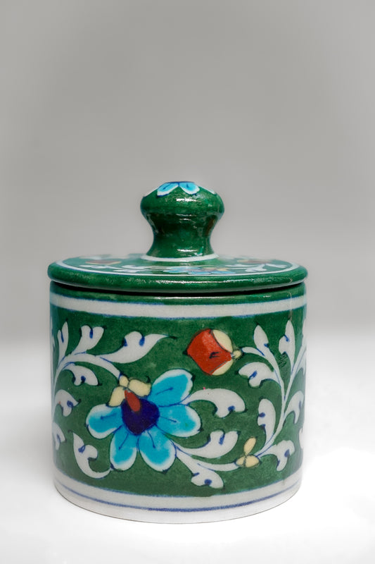 Emerald Blossom Jar | Handcrafted Decorative Jar for Home Décor