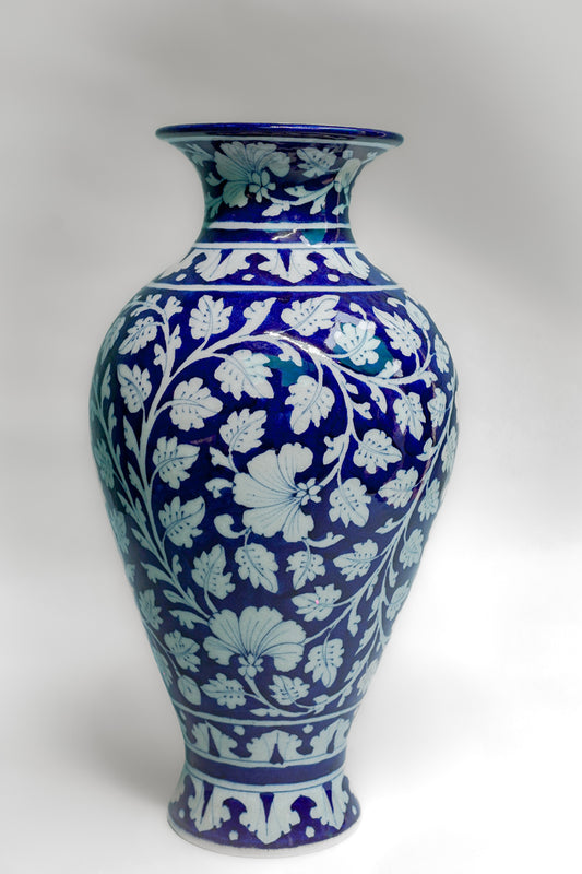 White Vine Indigo Vase | Handcrafted Decorative Floral Vase