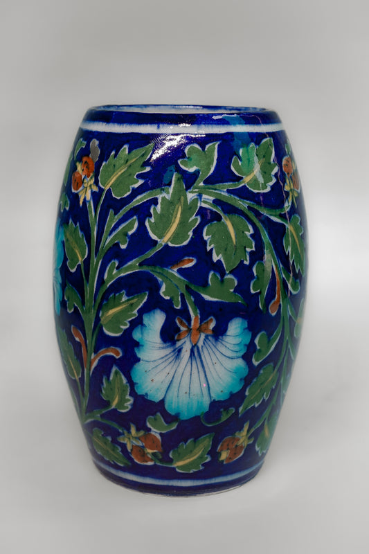 Aqua Blossom Blue Pottery Tumbler