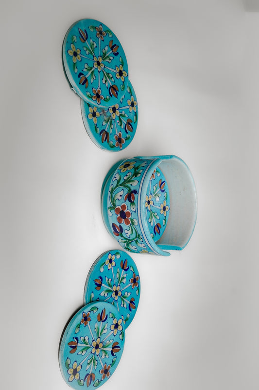 Color Splash Blue Pottery Coasters – Set of 6