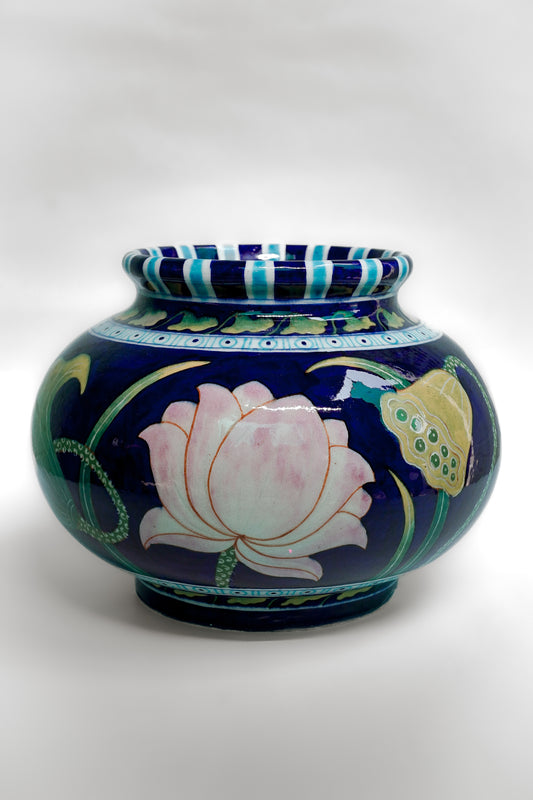 Midnight Lotus Traditional Pottery Matki Pot
