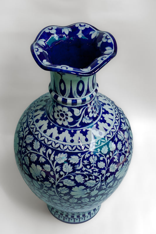 Indigo Bloom Home Decor Floral Vase