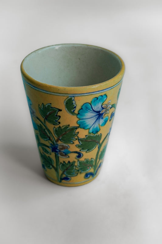 Indigo Bloom Floral Glass Tumbler