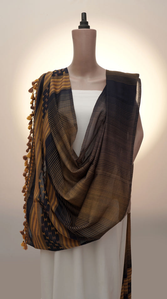 Plain Zarmar Stripe | Handloom Kutch Dupatta
