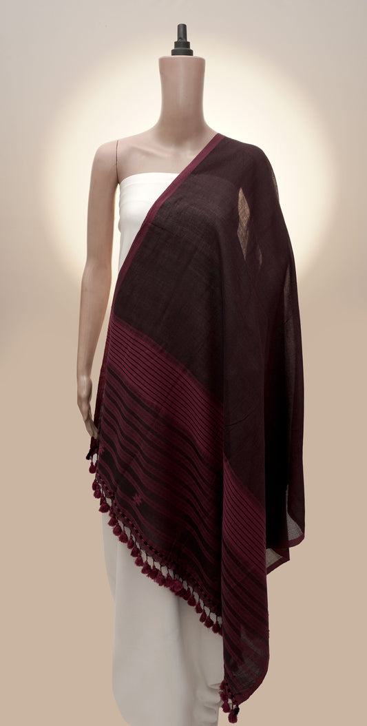 Wine Pagdi Dandhi | Handwoven Kutch Dupatta