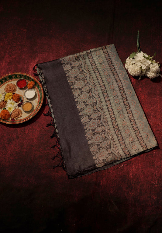 Ajrak Jaali Jharokha | Handwoven Saree