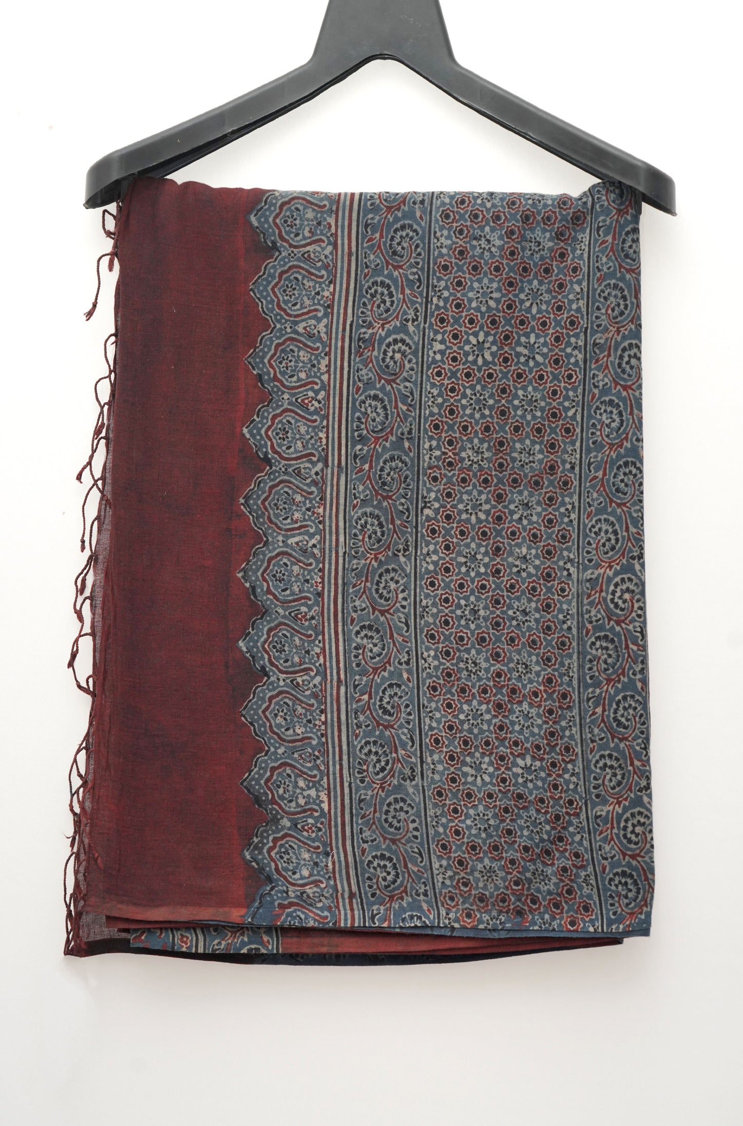 Ajrak Gulnaar Rang | Handwoven Saree