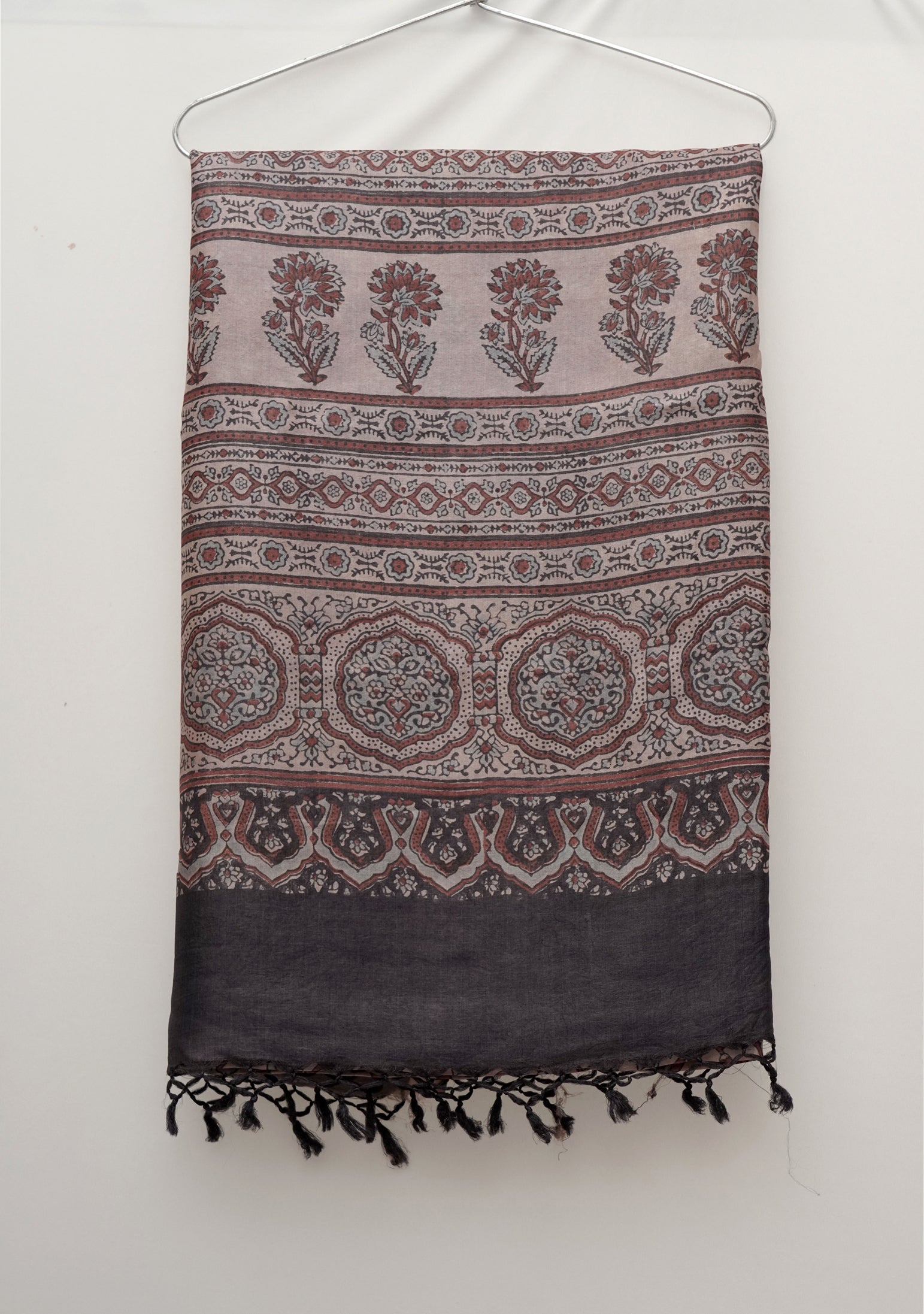 Traditional Geometric Mandala Ajrak | Handwoven Heritage Saree
