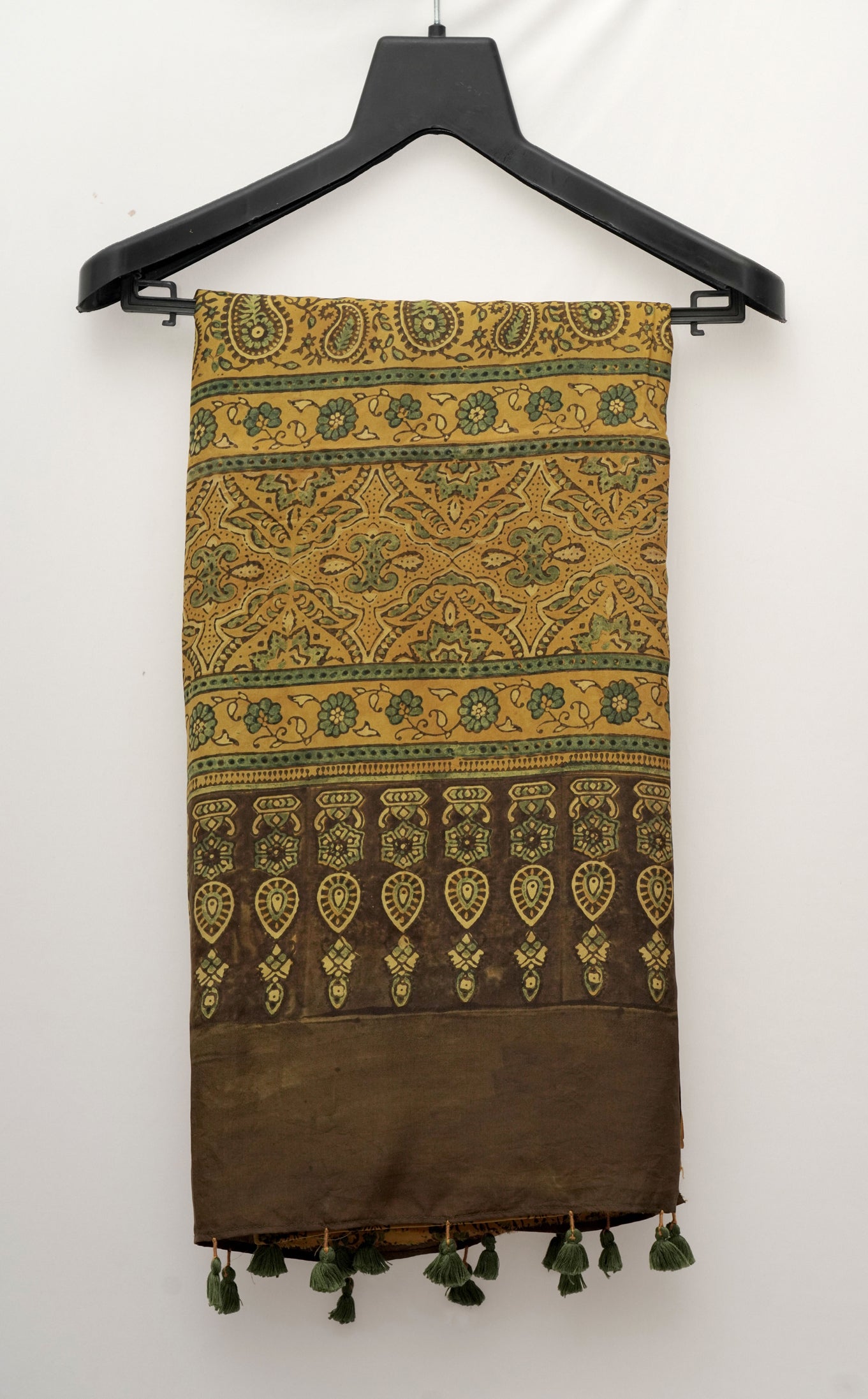 Surya Pushp Motif Ajrak Silk Saree | Artisan Weave