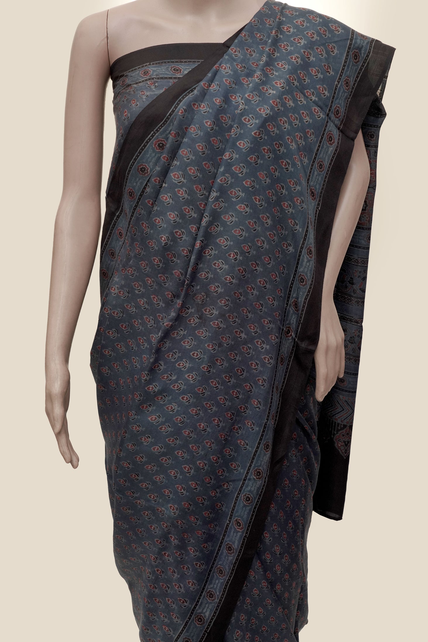 Malbari Silk Ajrak | Handwoven Heritage Saree