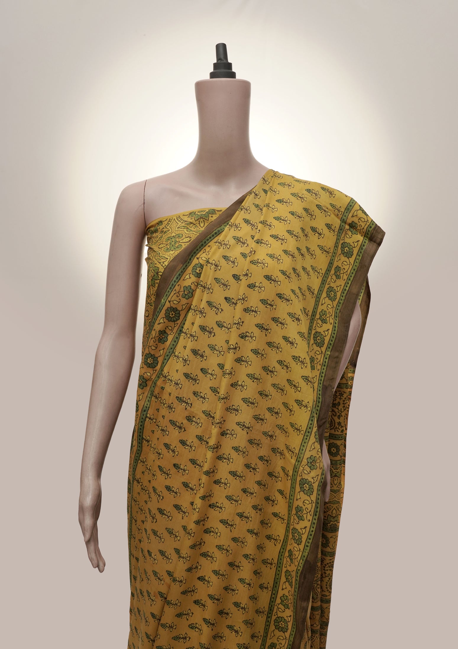 Surya Pushp Motif Ajrak Silk Saree | Artisan Weave