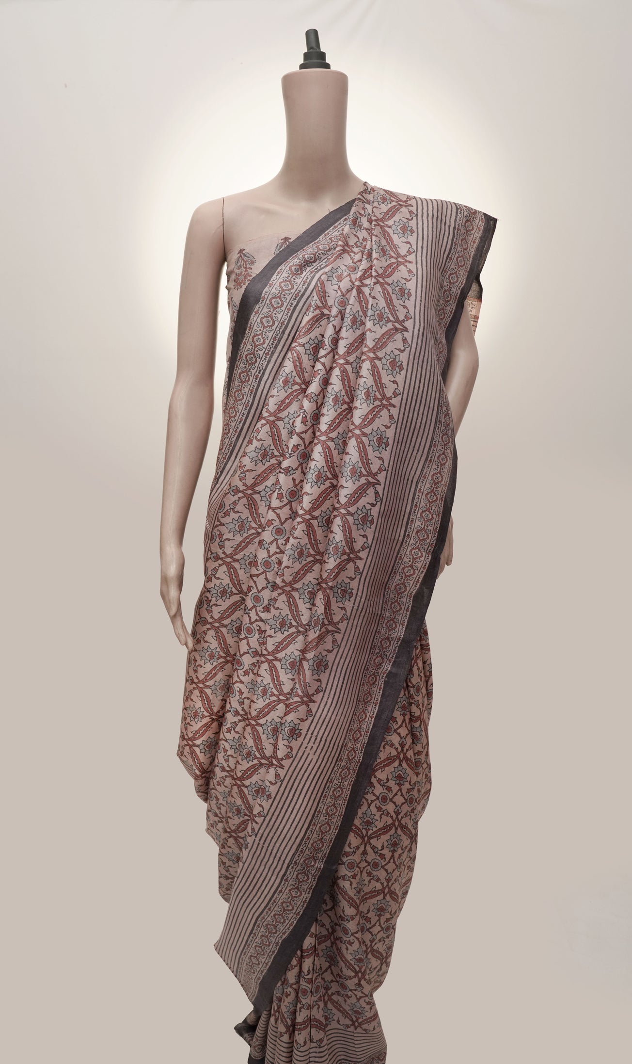 Traditional Geometric Mandala Ajrak | Handwoven Heritage Saree