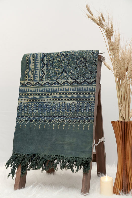 Ajrak Noor Dupatta | Handblock Printed Ajrak Cotton Dupatta