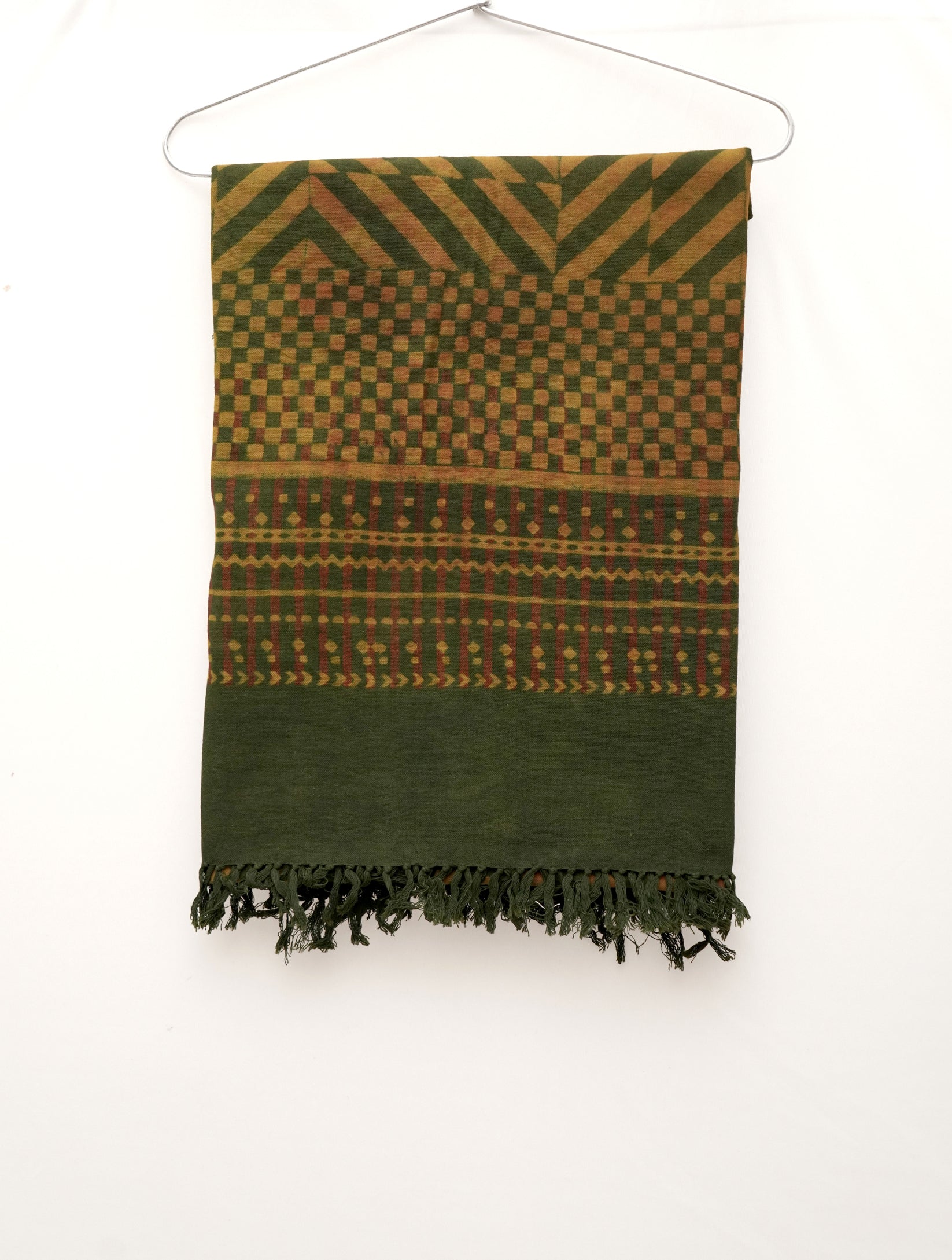 Ajrak Harit Rekha | Handwoven Dupatta