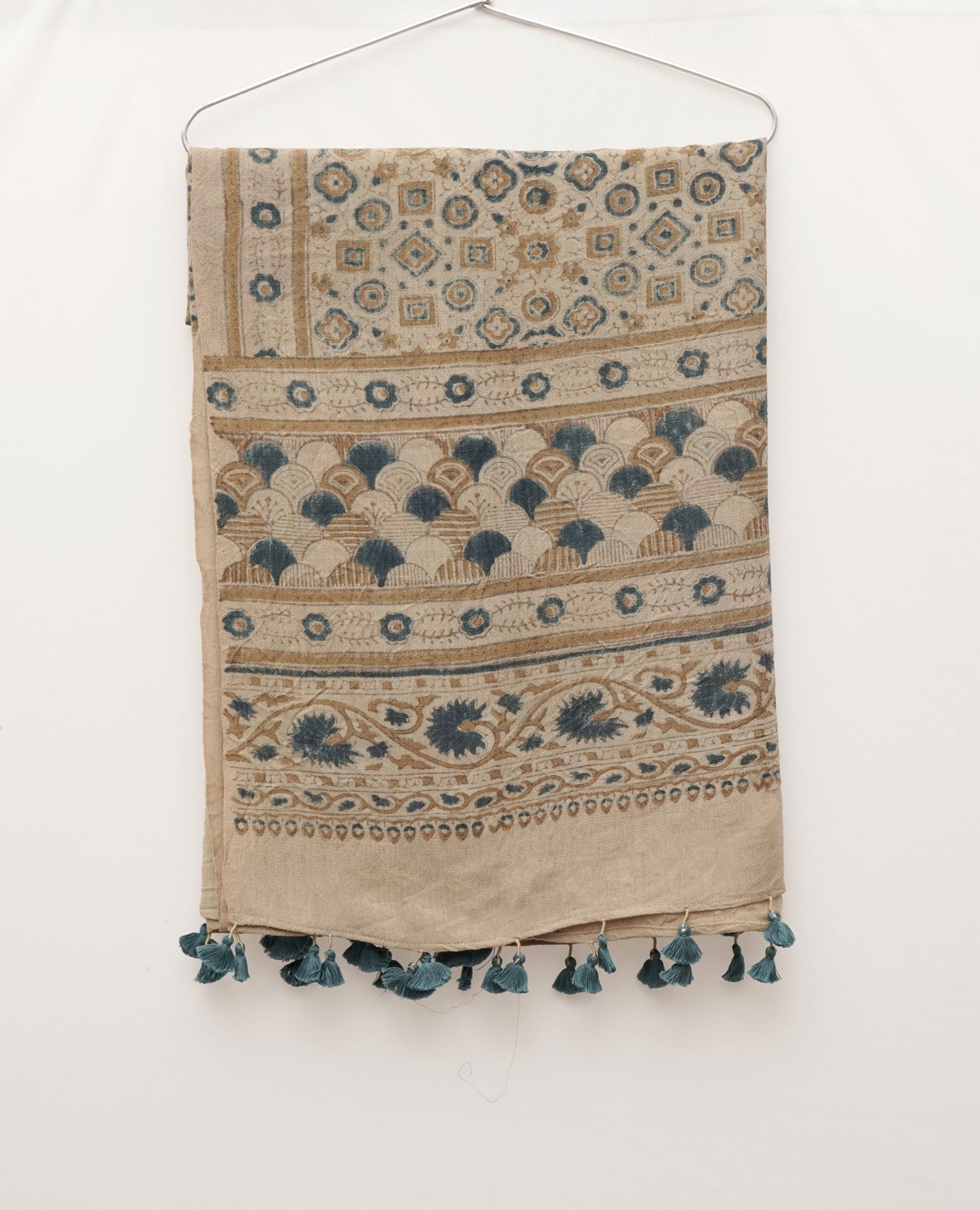 Ajrak Neel Tara | Handwoven Dupatta