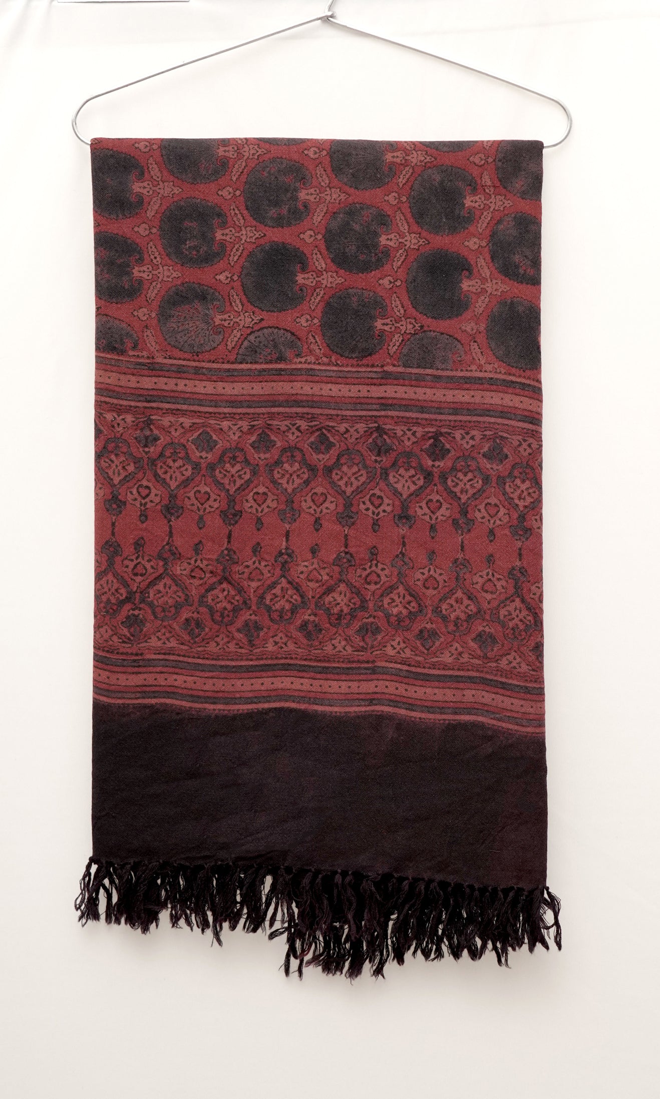 Ajrak Rakt Amber | Handwoven Dupatta