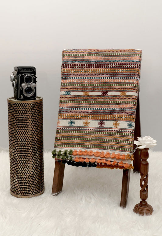 Festive Stripes | Wool Handwoven Kutch Shawl