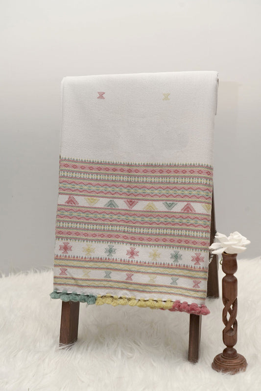 Pastel Harmony | Wool Handwoven Kutch Shawl