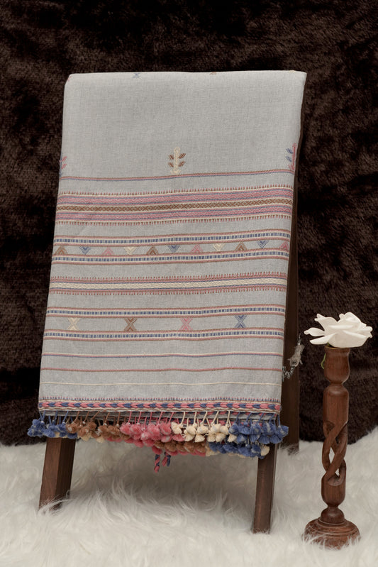 Silver Lining Jalbooti | Wool Handwoven Kutch Shawl