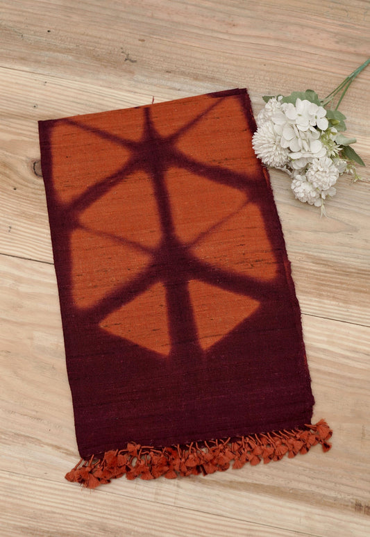 Maroon Clamp Dye | Handwoven Kutch Wool Shawl