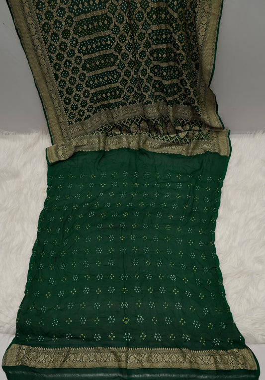 Hariyali Neema Saree | Handcrafted Bandhani Saree
