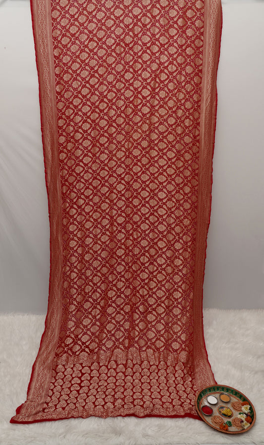 Surmayi Gulmohar Saree | Handcrafted Bandhani Saree