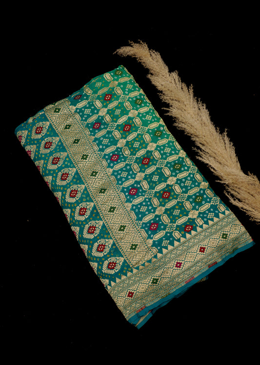 Panna Jaal Saree | Handcrafted Bandhani Saree